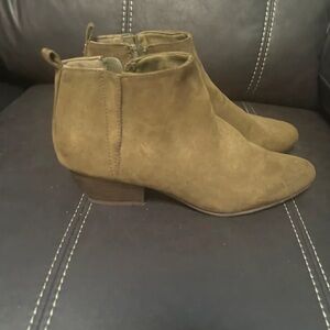 Old Navy Olive Suede Ankle Booties